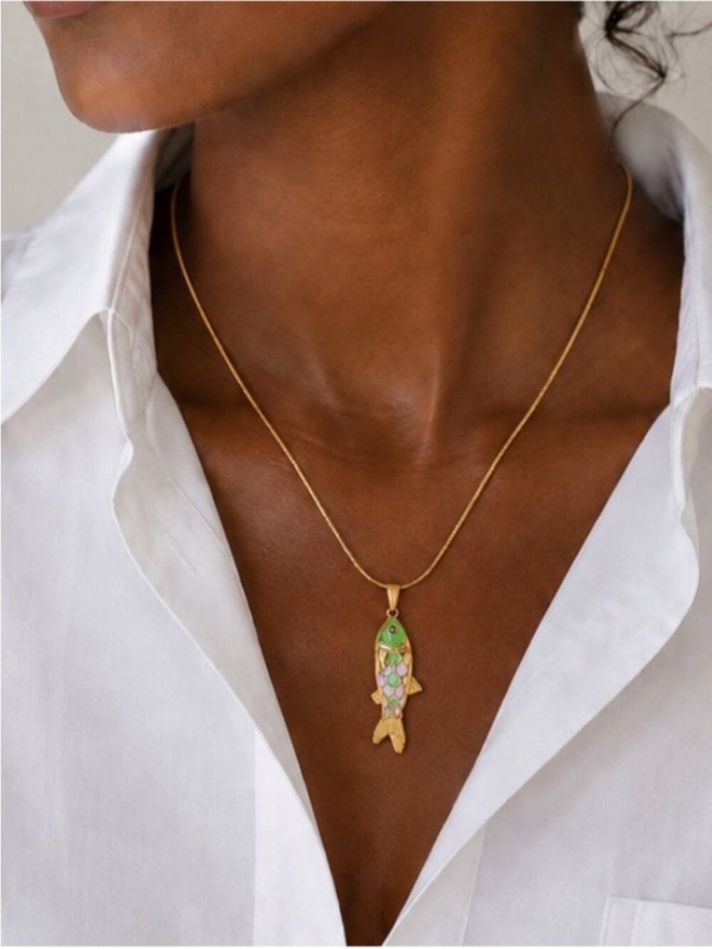 New! Coastal 18K Gold Plated Koi Fish Necklace NWOT 3010